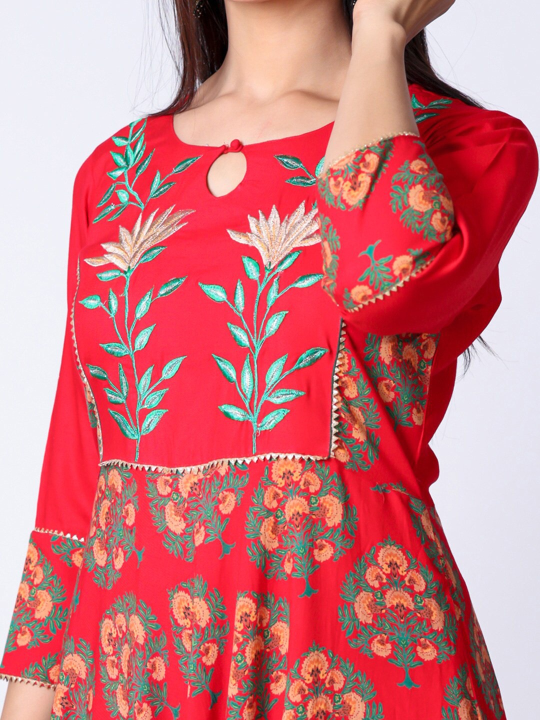 BUTA BUTI Women Red Floral Embroidered Panelled Cotton Kurta with Churidar & With Dupatta
BUTA BUTI Women Red Floral Embroidered Panelled Cotton Kurta with Churidar & With Dupatta