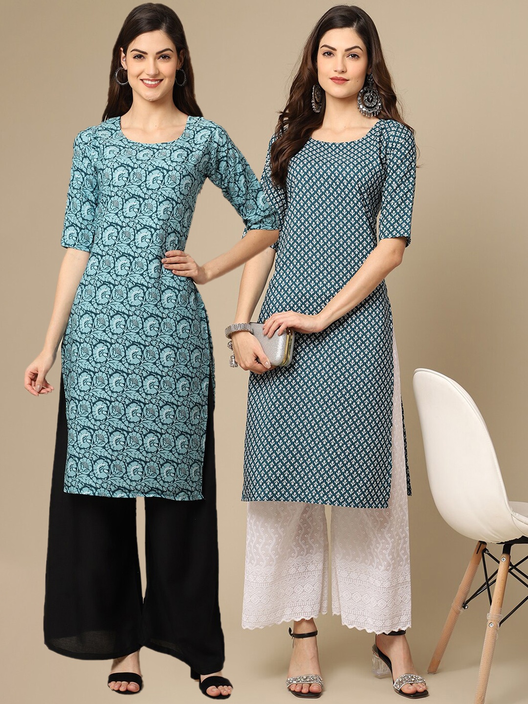 7Threads Women Pack Of 2 Printed Block Print Summer Sheers Crepe Kurta, Turquoise blue
7Threads Women Pack Of 2 Printed Block Print Summer Sheers Crepe Kurta, Turquoise blue
