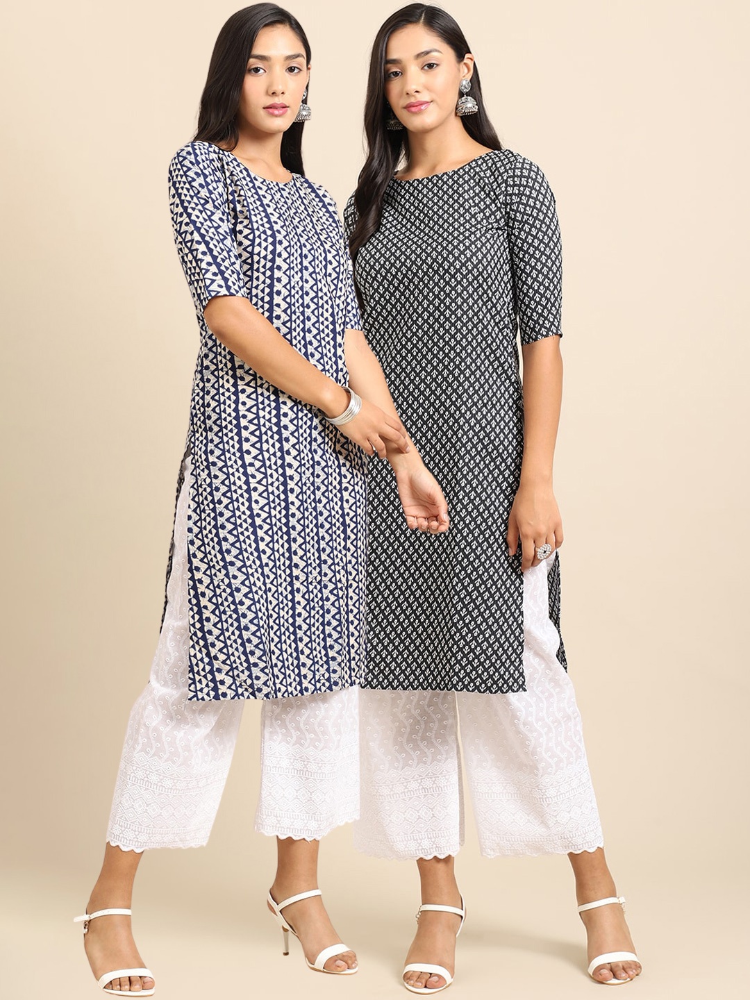 7Threads PACK OF 2 Women Ethnic Motifs Printed Block Print Handloom Crepe Kurta, Blue
7Threads PACK OF 2 Women Ethnic Motifs Printed Block Print Handloom Crepe Kurta, Blue