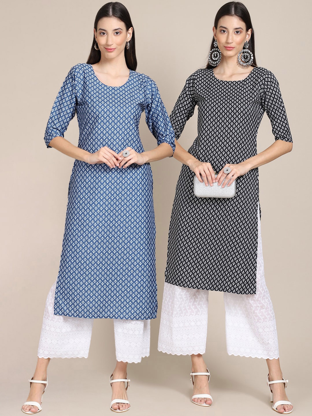 7Threads PACK OF 2 Women Ethnic Motifs Printed Block Print Handloom Crepe Kurta, Blue
7Threads PACK OF 2 Women Ethnic Motifs Printed Block Print Handloom Crepe Kurta, Blue