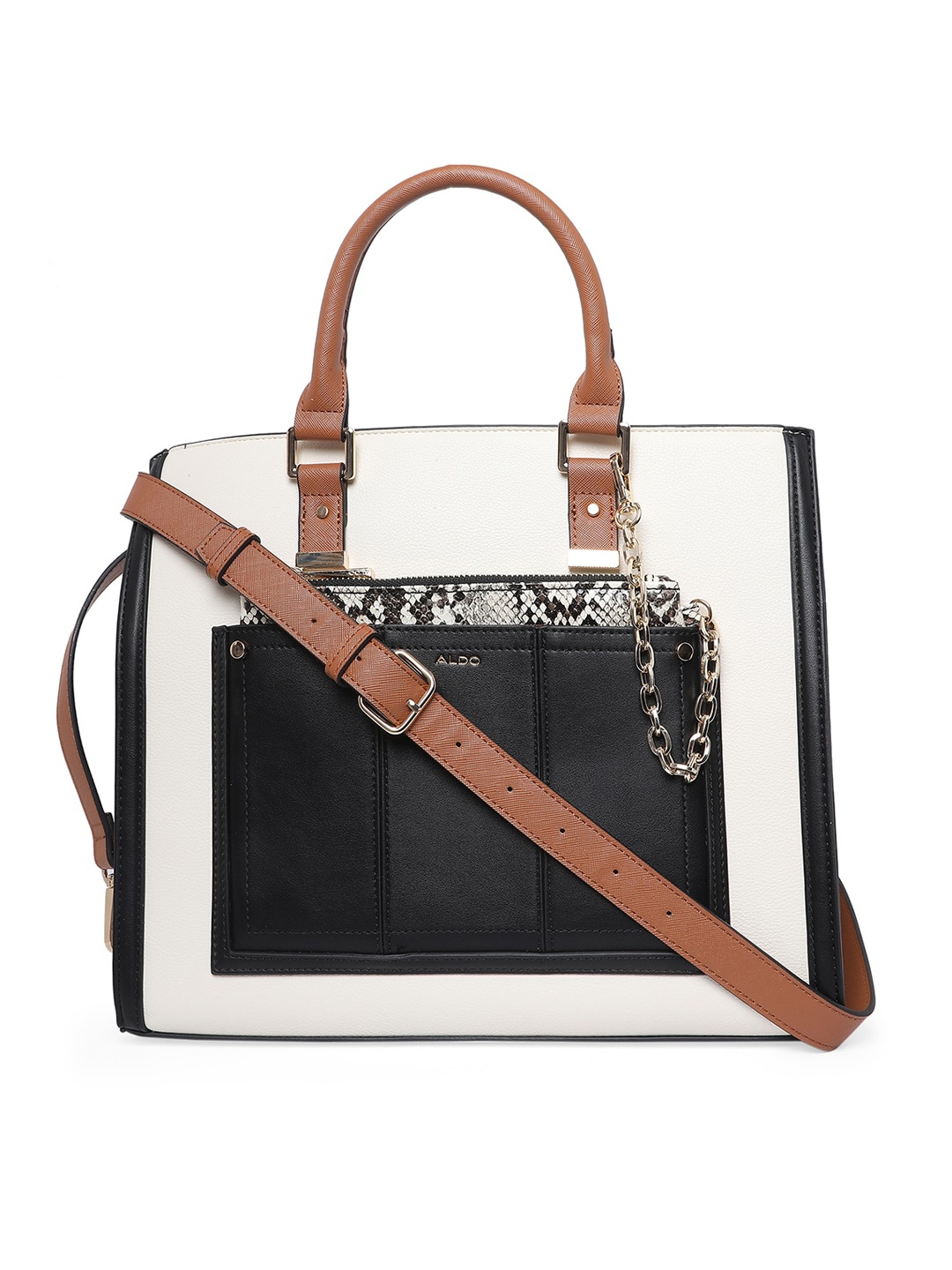 ALDO Off White Textured Oversized Structured Handheld Bag