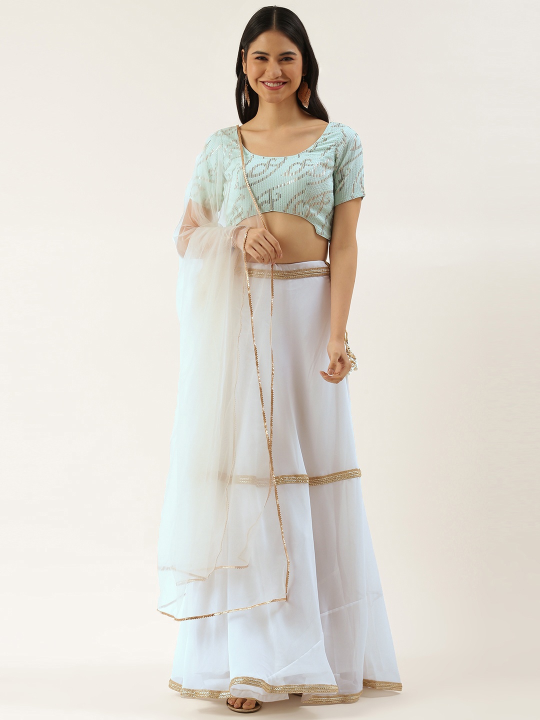 Ethnovog Green White Embellished Sequinned Made to Measure Lehenga Blouse With Dupatta
Ethnovog Green White Embellished Sequinned Made to Measure Lehenga Blouse With Dupatta