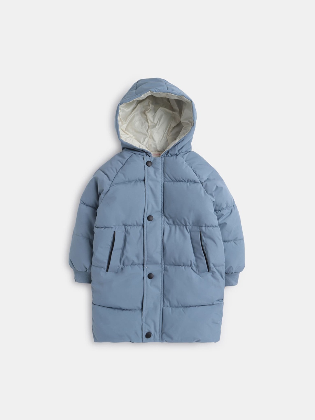 Hopscotch Girls Blue Soild Longline Over Coats