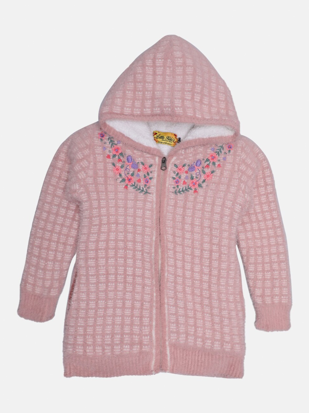 CHIMPRALA Girls Pink & Purple Floral Hooded Cardigan Sweater with Embroidered Detail
CHIMPRALA Girls Pink & Purple Floral Hooded Cardigan Sweater with Embroidered Detail