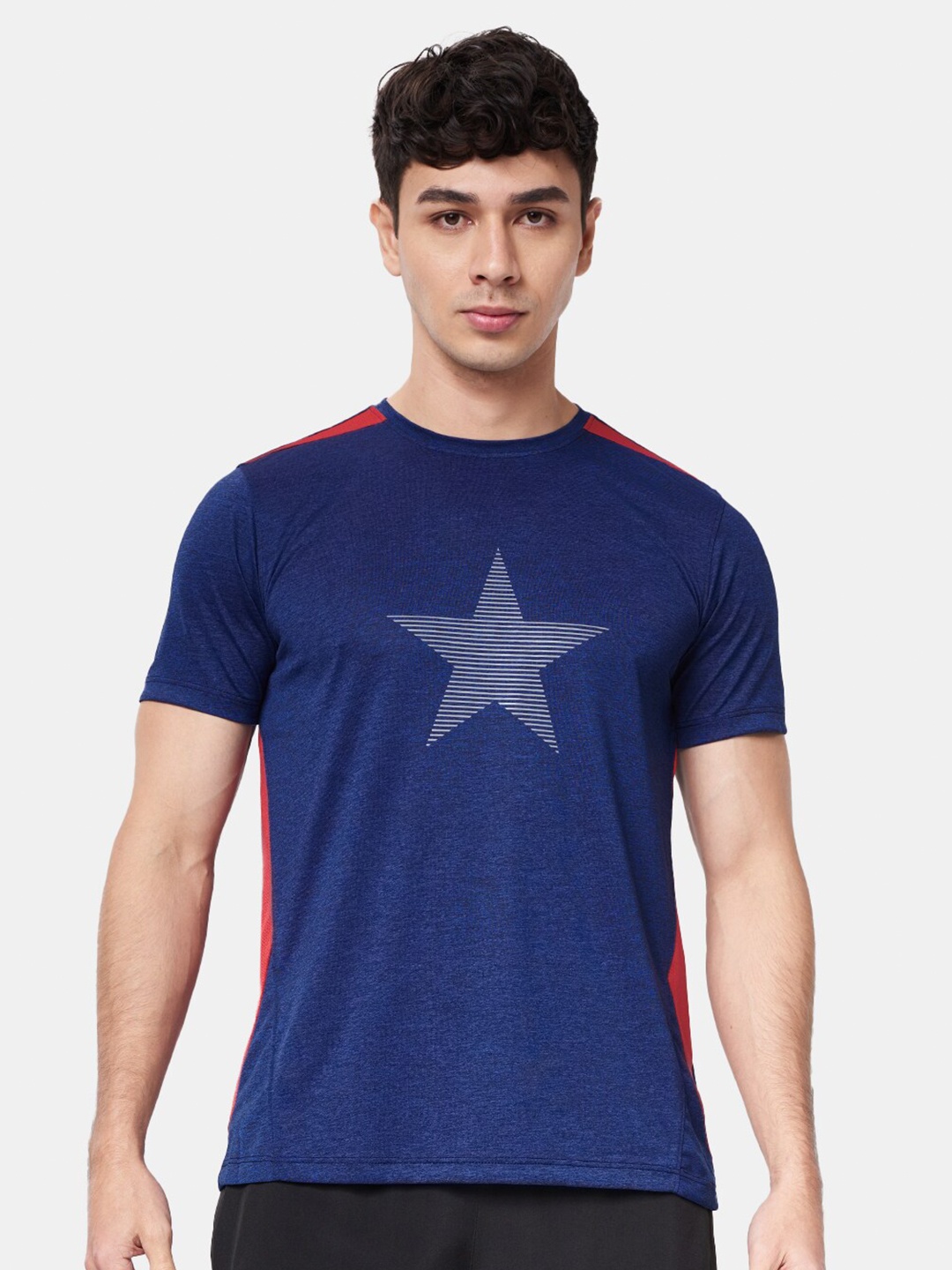 The Souled Store Men Blue Printed Slim Fit T-shirt
