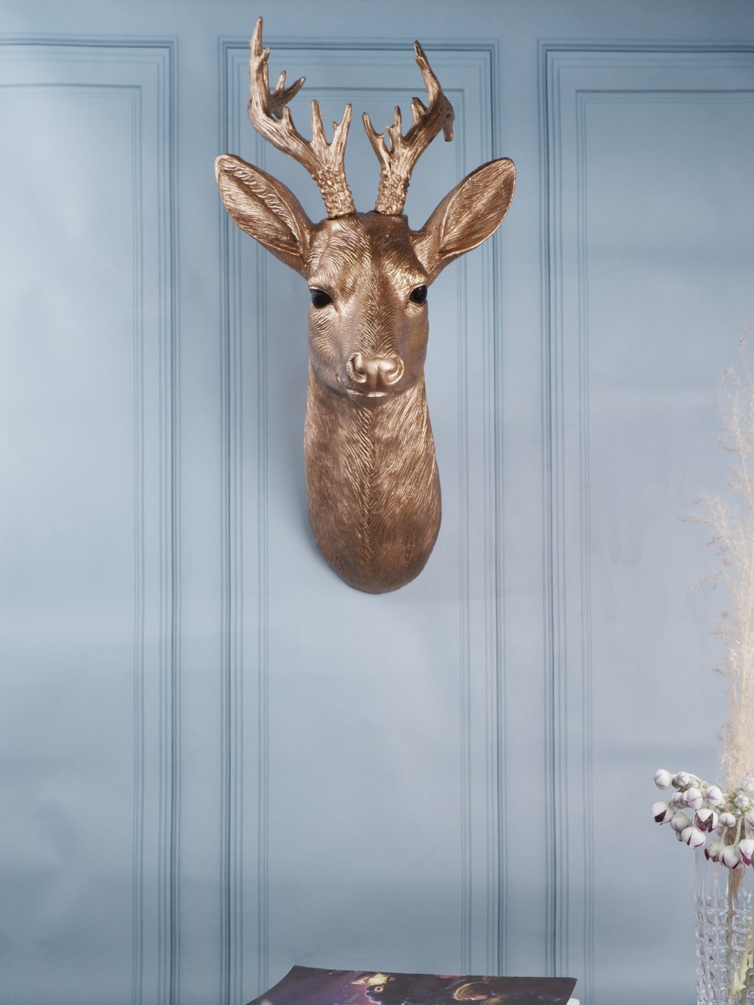 THE WHITE INK DECOR Gold-Toned Deer Showpieces