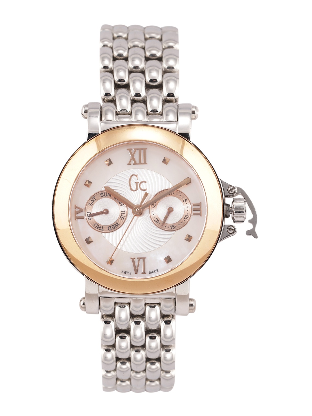 GC Women Cream-Coloured Dial & Silver Toned Stainless Steel Swiss Analogue Watch X40004L1S
GC Women Cream-Coloured Dial & Silver Toned Stainless Steel Swiss Analogue Watch X40004L1S