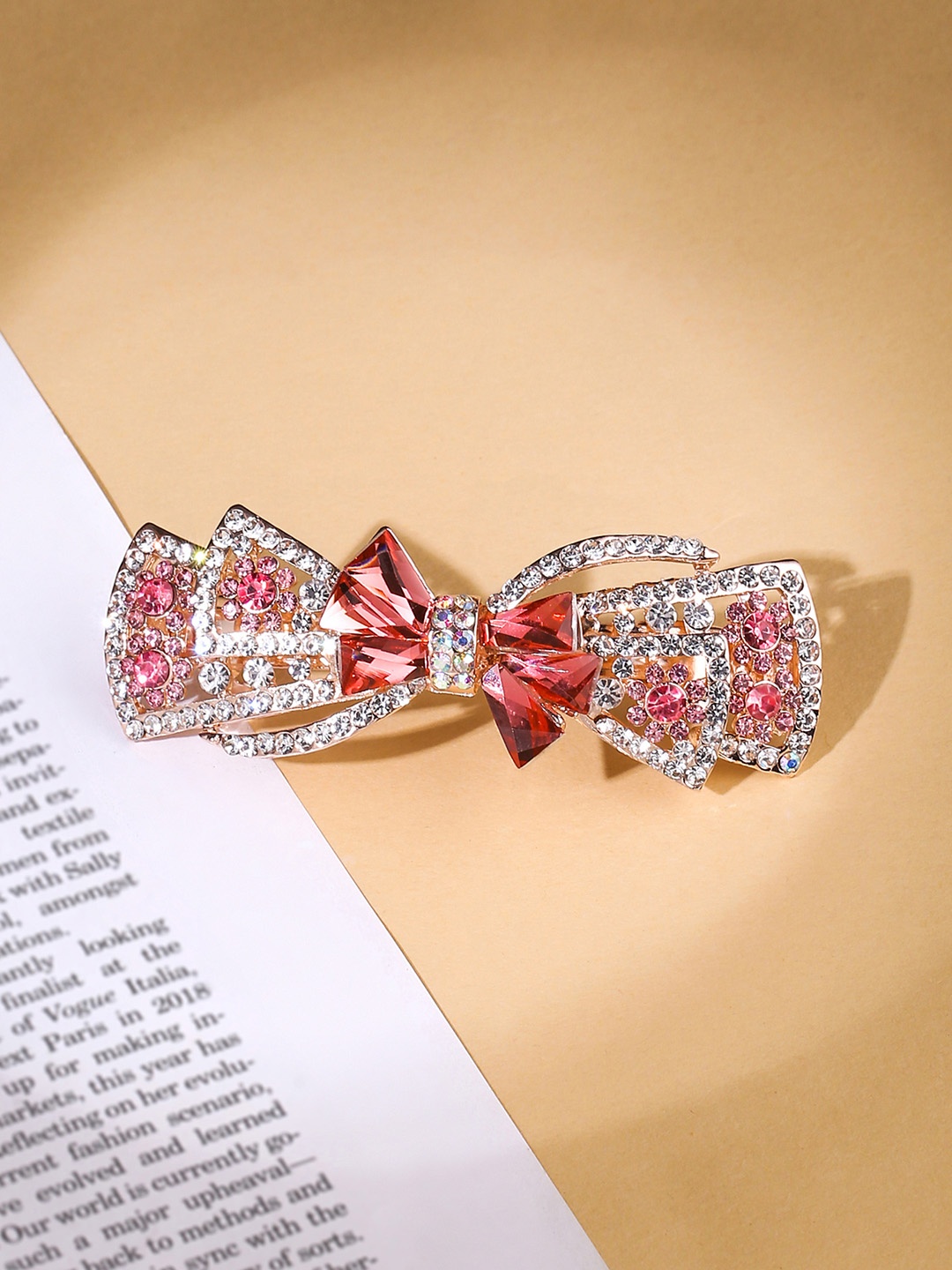 Yellow Chimes Gold Toned Bow Designed Red Crystal Studded French Baratte Hair Clip
Yellow Chimes Gold Toned Bow Designed Red Crystal Studded French Baratte Hair Clip