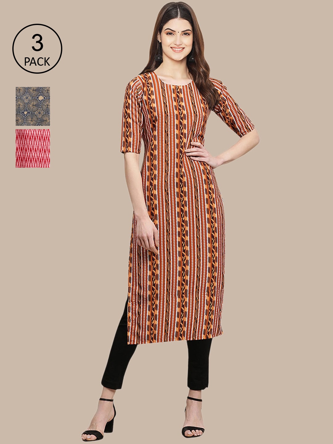 Ethnic basket Pack of 3 Women Ethnic Motifs Printed Block Print Crepe Kurta, Mustard
Ethnic basket Pack of 3 Women Ethnic Motifs Printed Block Print Crepe Kurta, Mustard