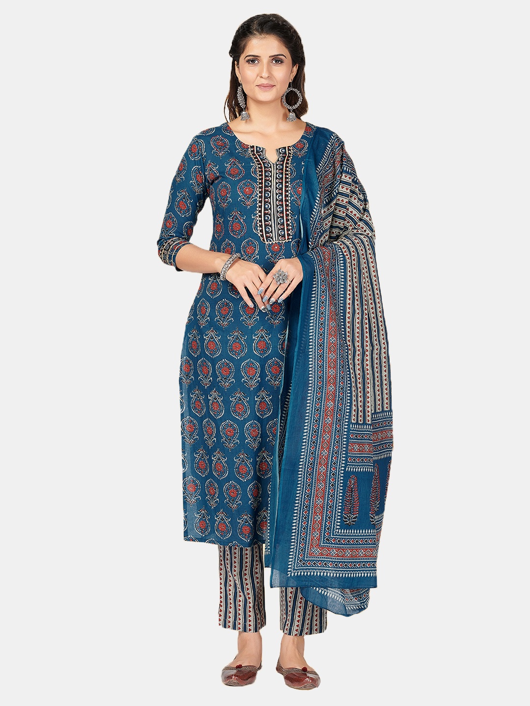 Vbuyz Women Ethnic Motifs Printed Pure Cotton Kurta with Trousers & With Dupatta, Blue
Vbuyz Women Ethnic Motifs Printed Pure Cotton Kurta with Trousers & With Dupatta, Blue