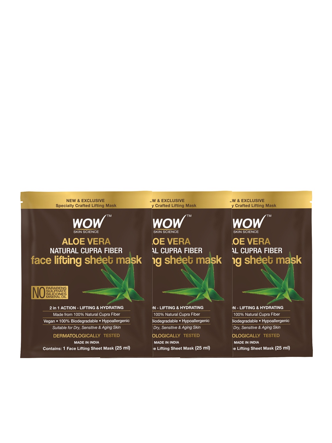 WOW SKIN SCIENCE Set of 3 Aloe Vera Natural Cupra Fiber Face Lifting Sheet Mask-25ml Each, Coffee brown
WOW SKIN SCIENCE Set of 3 Aloe Vera Natural Cupra Fiber Face Lifting Sheet Mask-25ml Each, Coffee brown
