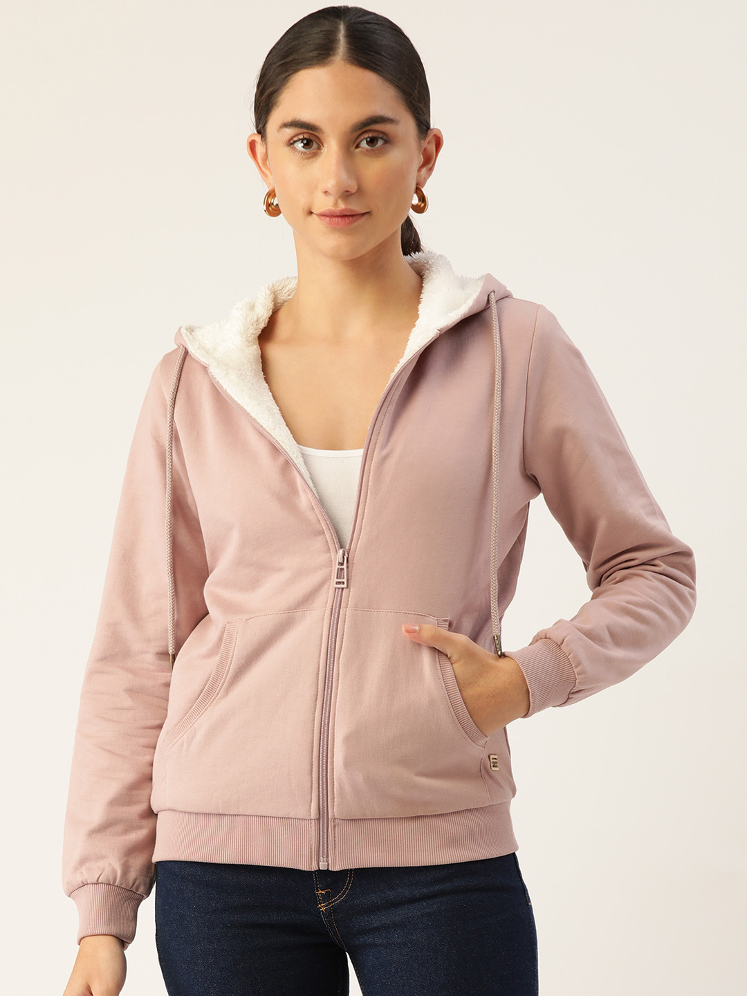 Madame Women Lavender Solid Hooded Sweatshirt
Madame Women Lavender Solid Hooded Sweatshirt