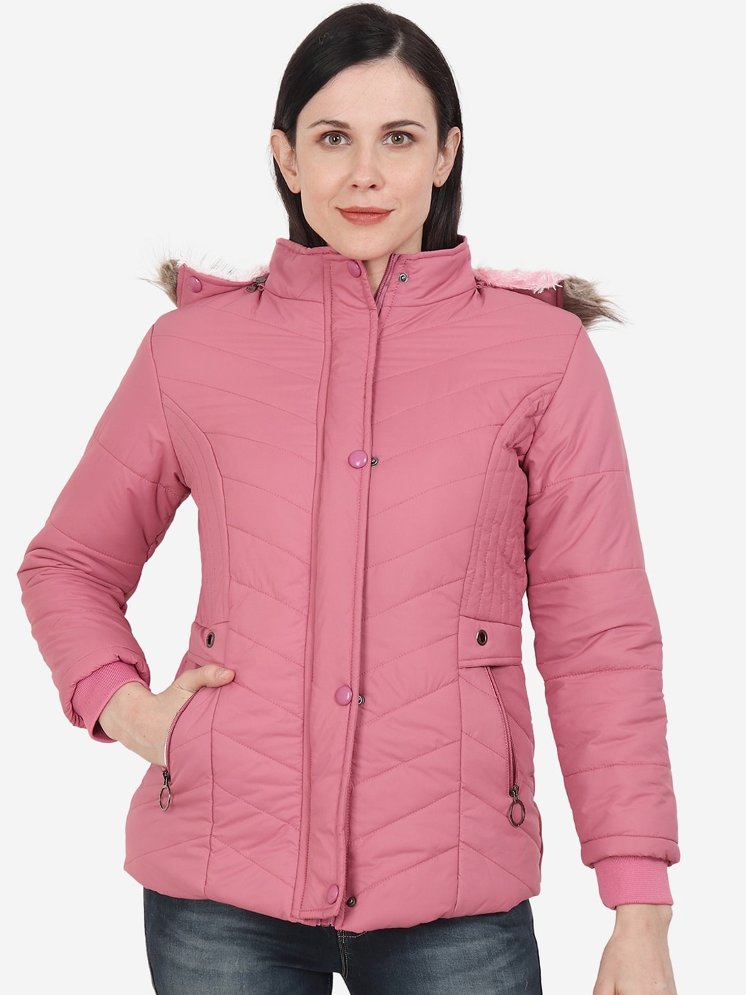 Xohy Women Pink Lightweight Outdoor Parka Jacket