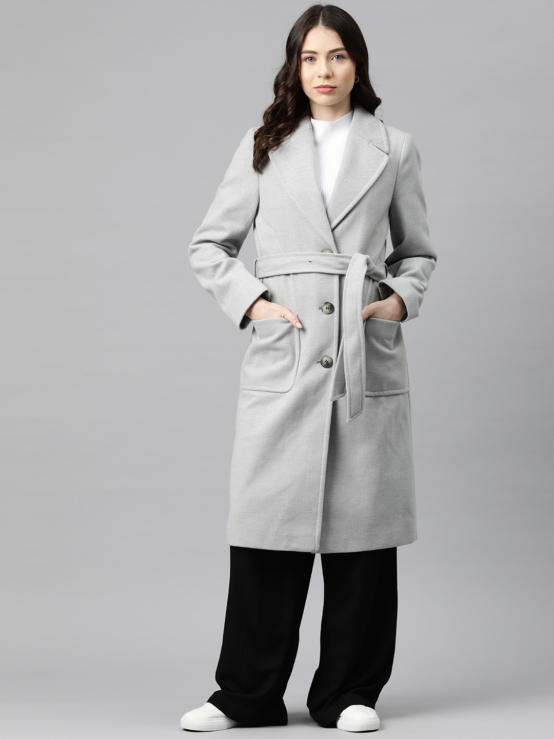 Marks & Spencer Notched Lapel Collar Single-Breasted Herringbone Pattern Longline Coat, Grey
Marks & Spencer Notched Lapel Collar Single-Breasted Herringbone Pattern Longline Coat, Grey