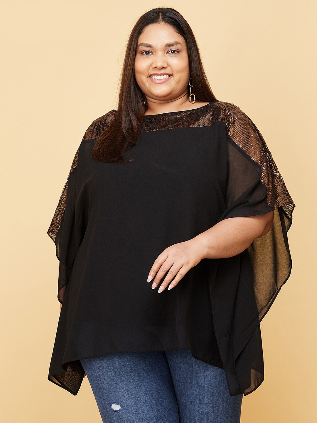 max Plus Size Women Black Kaftan Top