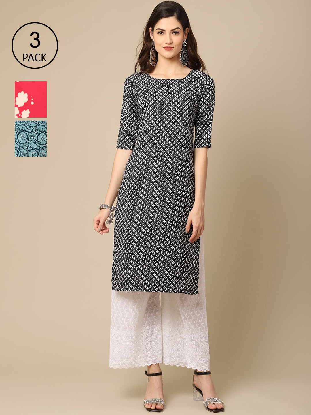 Ethnic basket Women Multicoloured Floral Embroidered Thread Work Block Print Crepe Kurta, Multi
Ethnic basket Women Multicoloured Floral Embroidered Thread Work Block Print Crepe Kurta, Multi