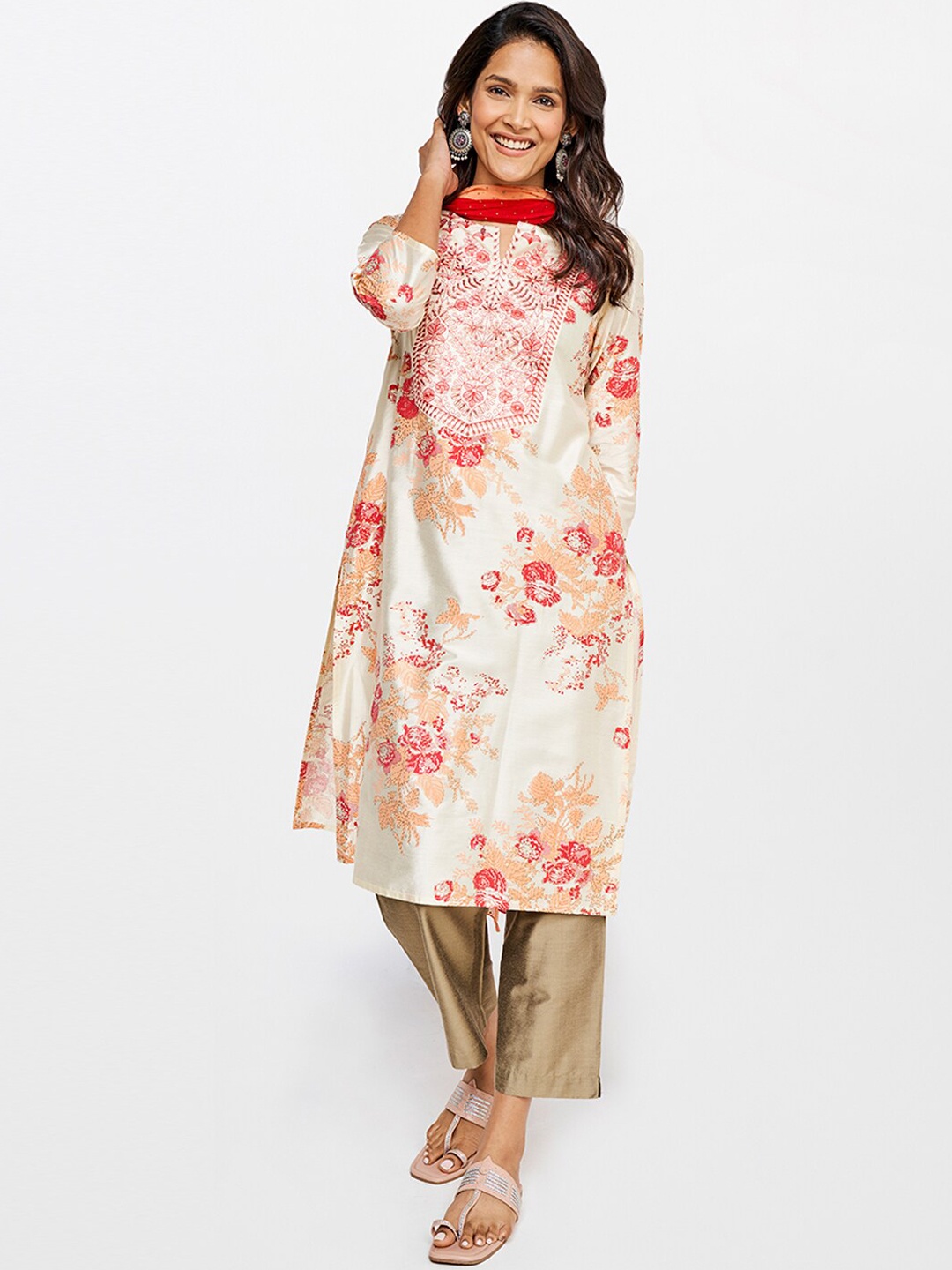 itse Women Floral Printed Viscose Rayon Straight Kurta with Palazzos & With Dupatta, Off white
itse Women Floral Printed Viscose Rayon Straight Kurta with Palazzos & With Dupatta, Off white