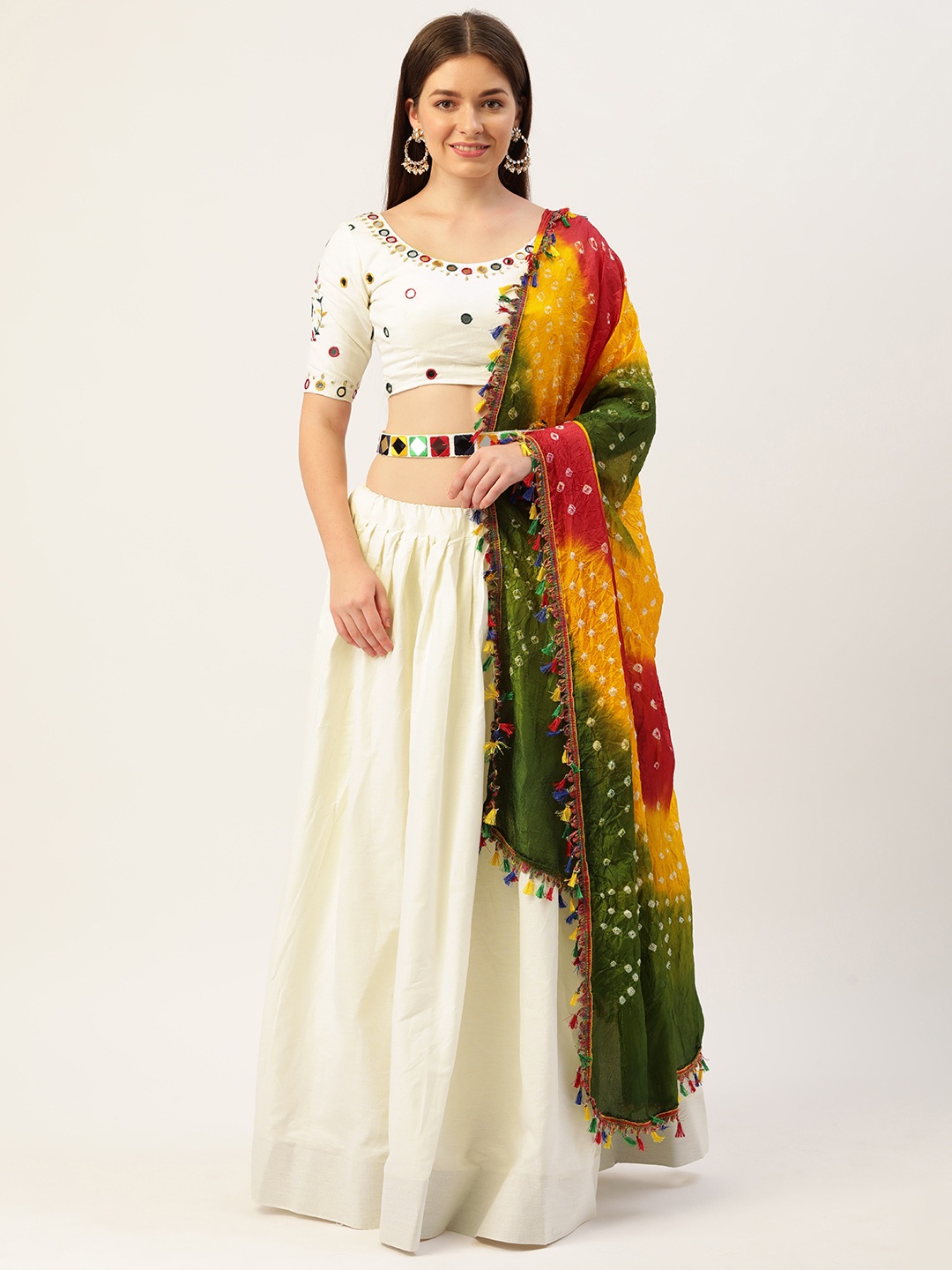LOOKNBOOK ART White Embellished Mirror Work Semi-Stitched Lehenga & Unstitched Blouse With Dupatta
LOOKNBOOK ART White Embellished Mirror Work Semi-Stitched Lehenga & Unstitched Blouse With Dupatta