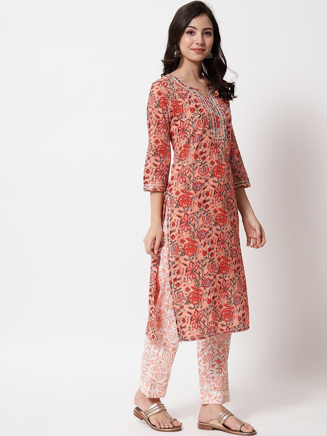 IkDaiya Women Ethnic Motifs Printed Pure Cotton Kurta with Trousers & With Dupatta, Peach
IkDaiya Women Ethnic Motifs Printed Pure Cotton Kurta with Trousers & With Dupatta, Peach