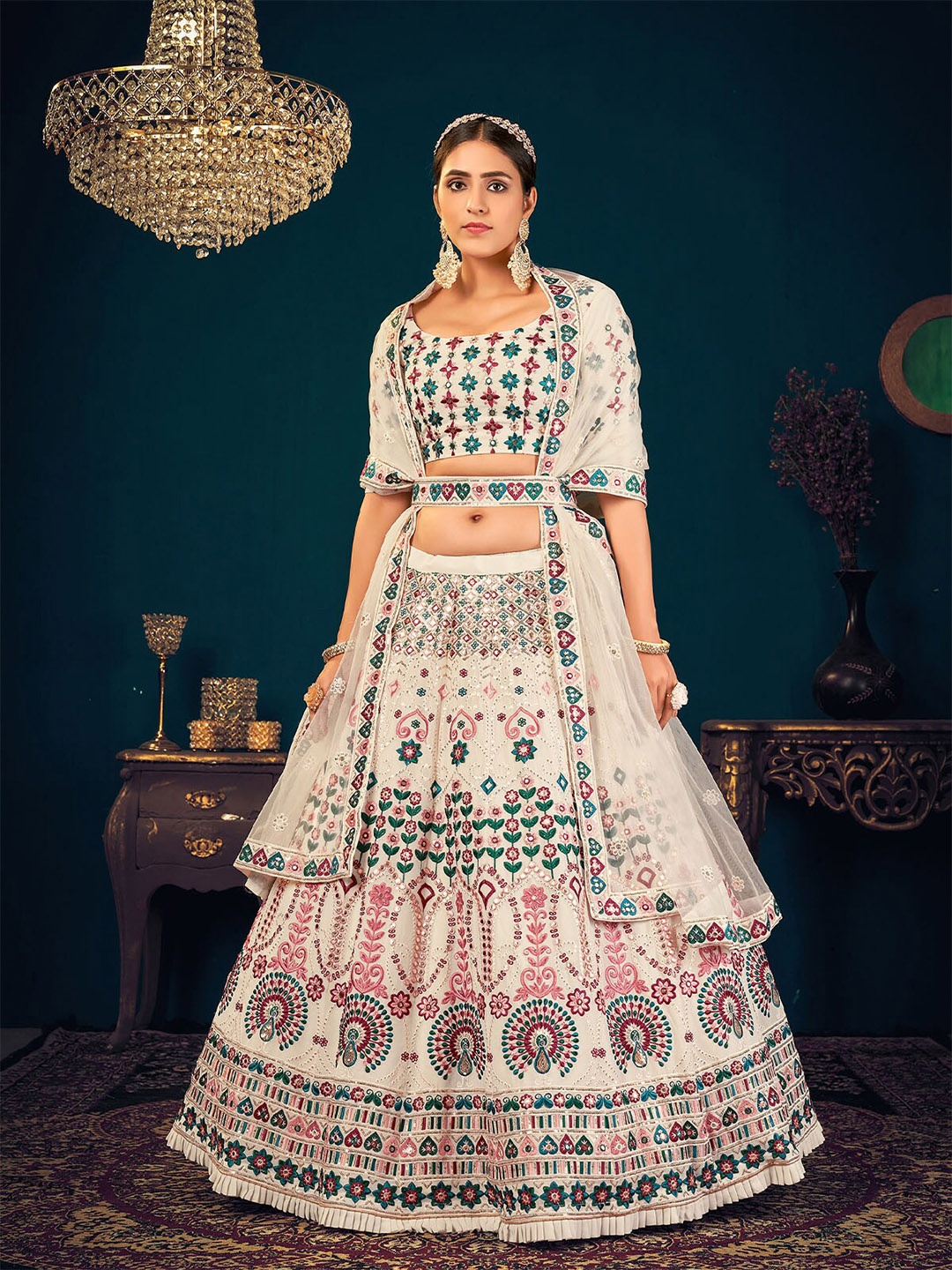 ODETTE White & Pink Embroidered Semi-Stitched Lehenga & Unstitched Blouse With Dupatta
ODETTE White & Pink Embroidered Semi-Stitched Lehenga & Unstitched Blouse With Dupatta