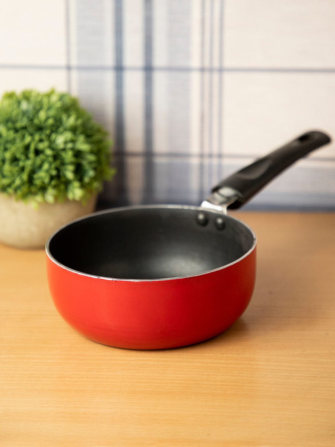 MARKET99 Red Solid Aluminium Saucepan