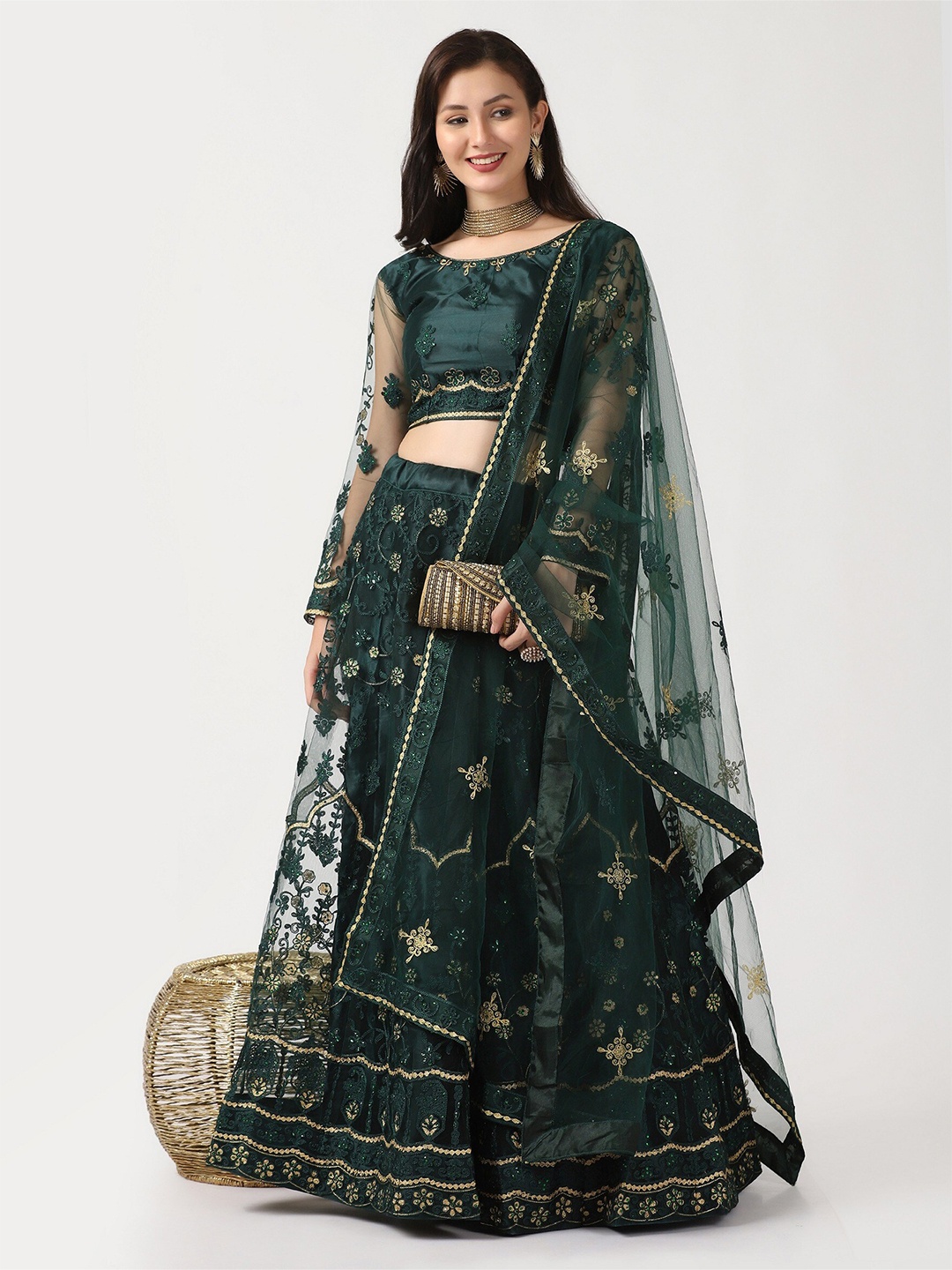 Warthy Ent Women Green & Gold-Toned Thread Work Lehenga & Unstitched Blouse With Dupatta
Warthy Ent Women Green & Gold-Toned Thread Work Lehenga & Unstitched Blouse With Dupatta