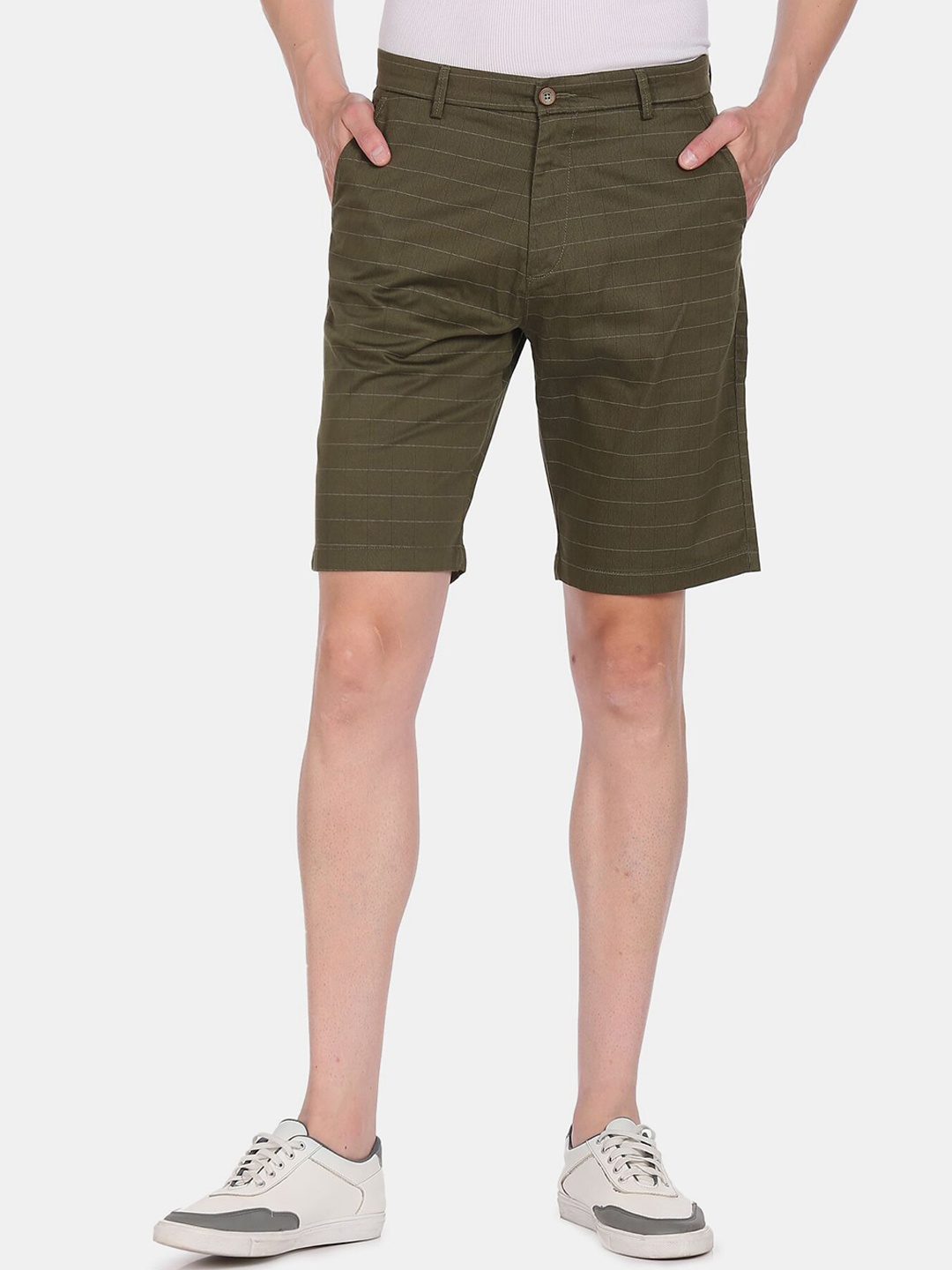 Arrow Sport Men Striped Printed Shorts, Brown