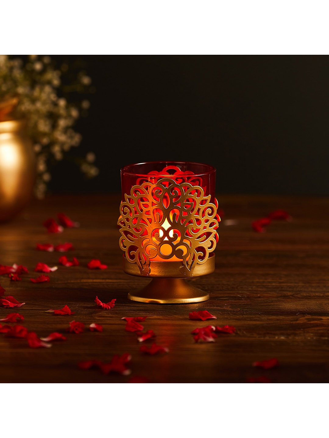 Home Centre Gold-Toned & Pink Transparent Glass T-Light Candle Holder With Stand
Home Centre Gold-Toned & Pink Transparent Glass T-Light Candle Holder With Stand