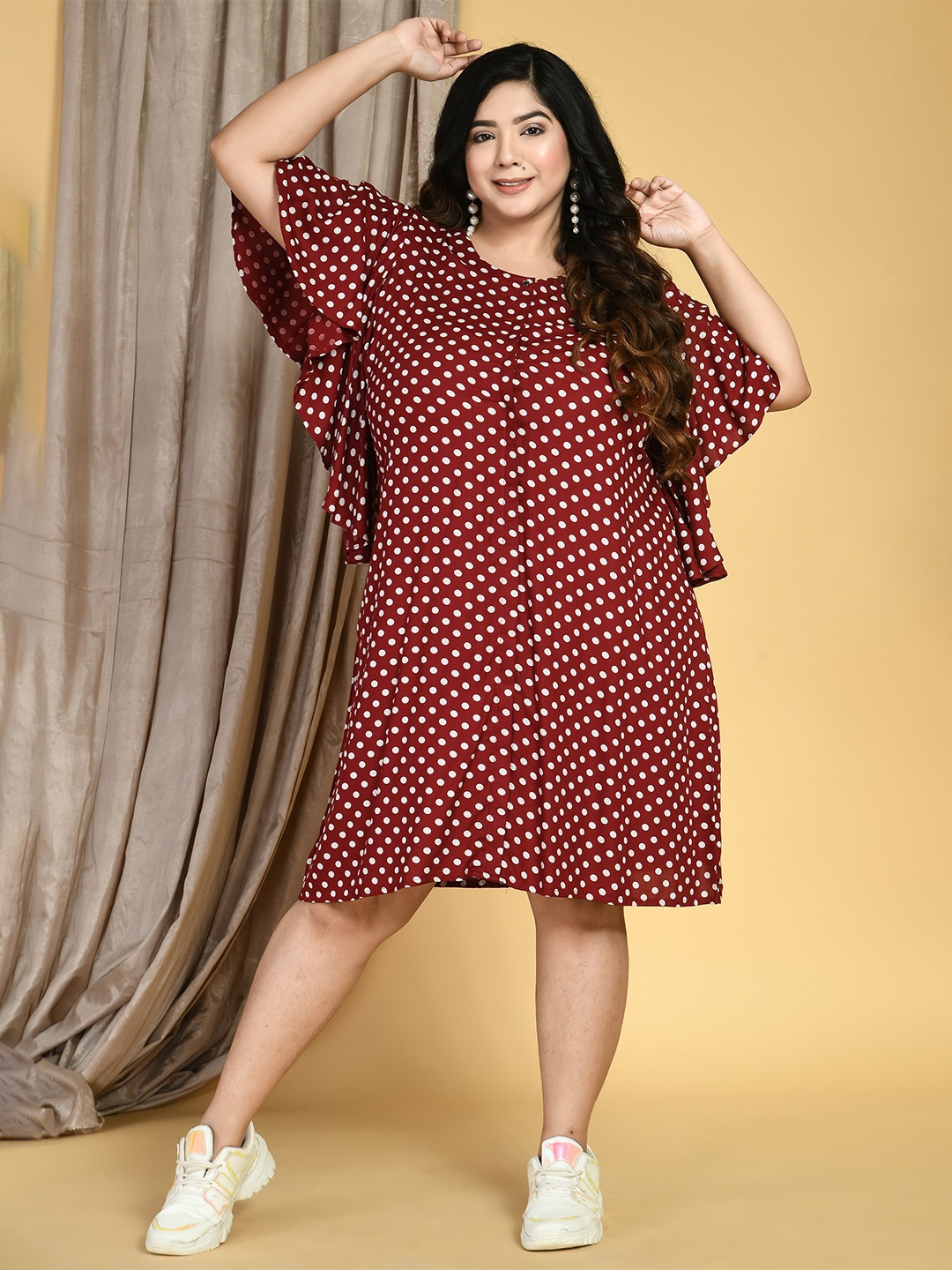 PrettyPlus by Desinoor com Maroon A-Line Dress