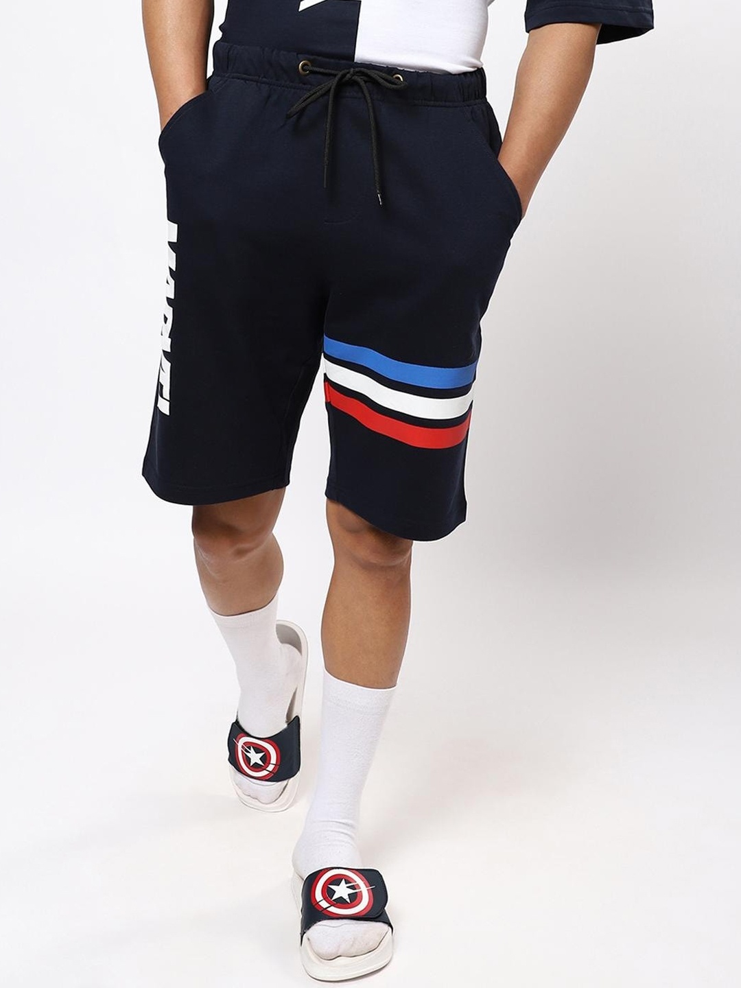 Bewakoof Men Striped Shorts, Black