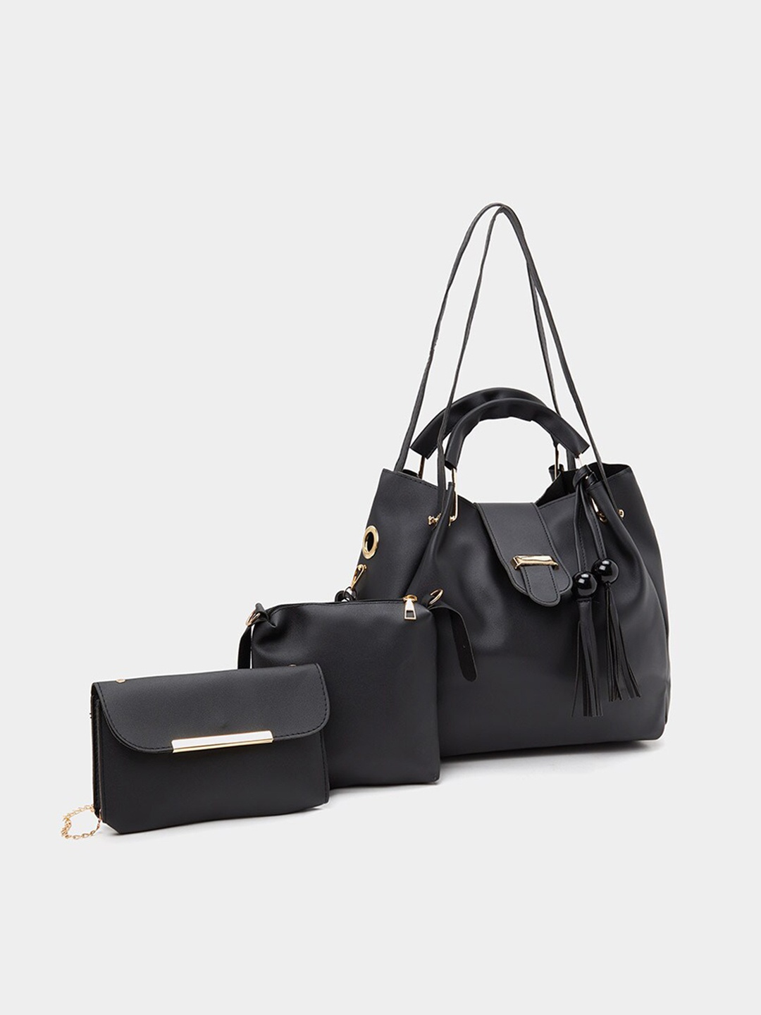 Styli Set of 3 Tassel Detail Shoulder Bag, Black