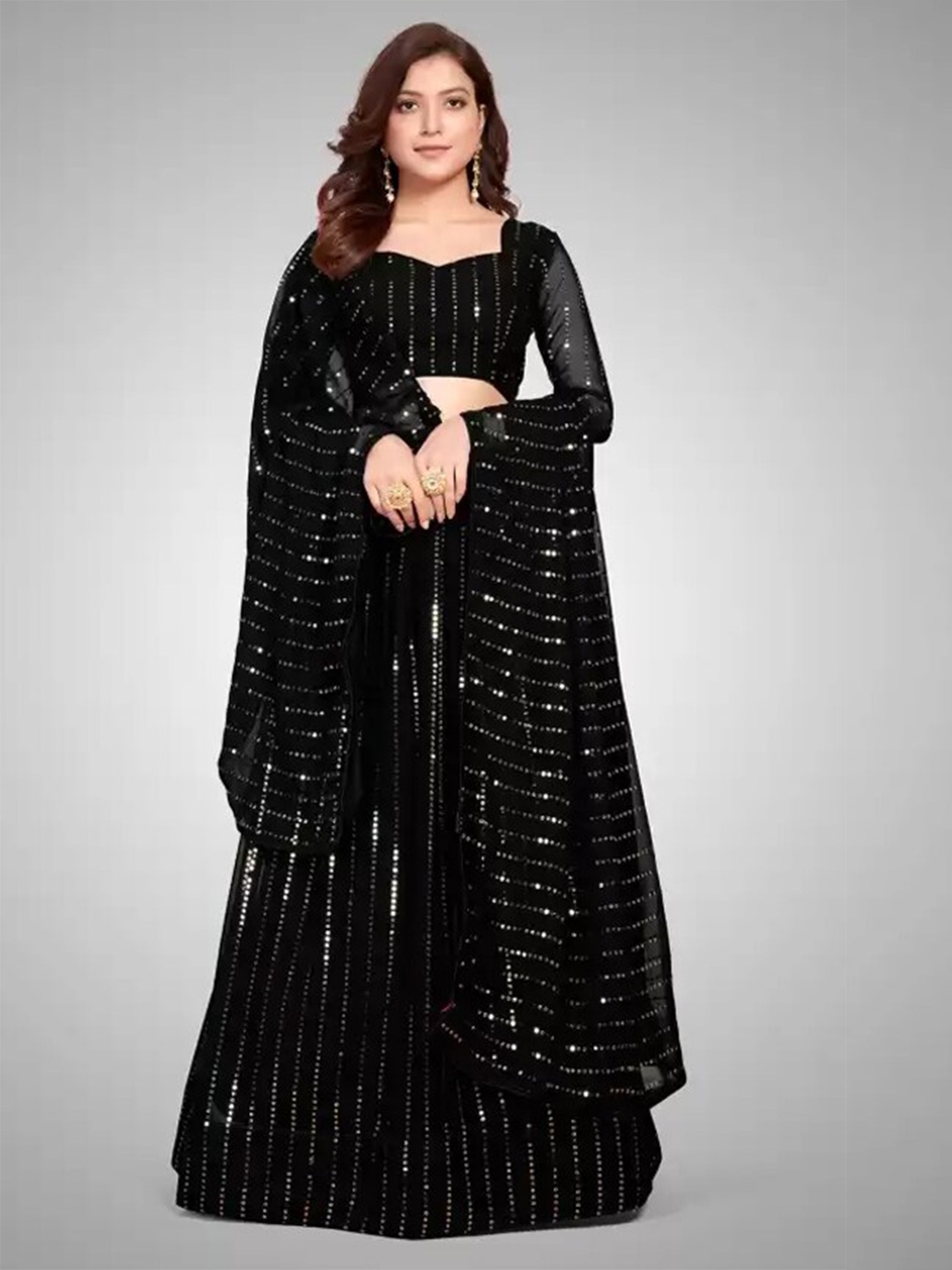 YOYO Fashion Black Embroidered Sequinned Semi-Stitched Lehenga & Unstitched Blouse With Dupatta
YOYO Fashion Black Embroidered Sequinned Semi-Stitched Lehenga & Unstitched Blouse With Dupatta