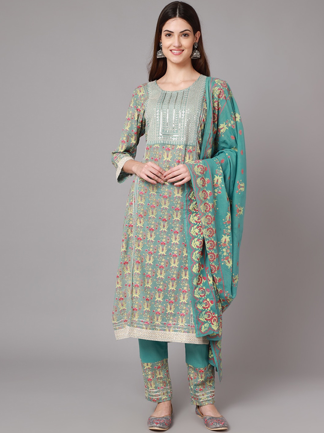 ANAISA Women Blue Ethnic Motifs Embroidered Layered Sequinned Chanderi Silk Kurti with Trousers & With
ANAISA Women Blue Ethnic Motifs Embroidered Layered Sequinned Chanderi Silk Kurti with Trousers & With