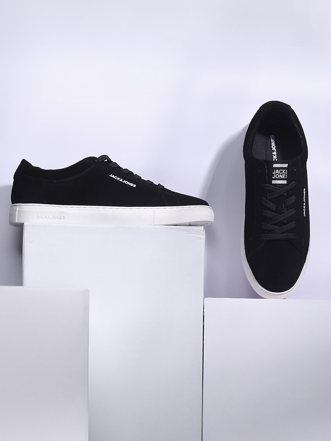 Jack & Jones Men PU Casual Sneakers, Black