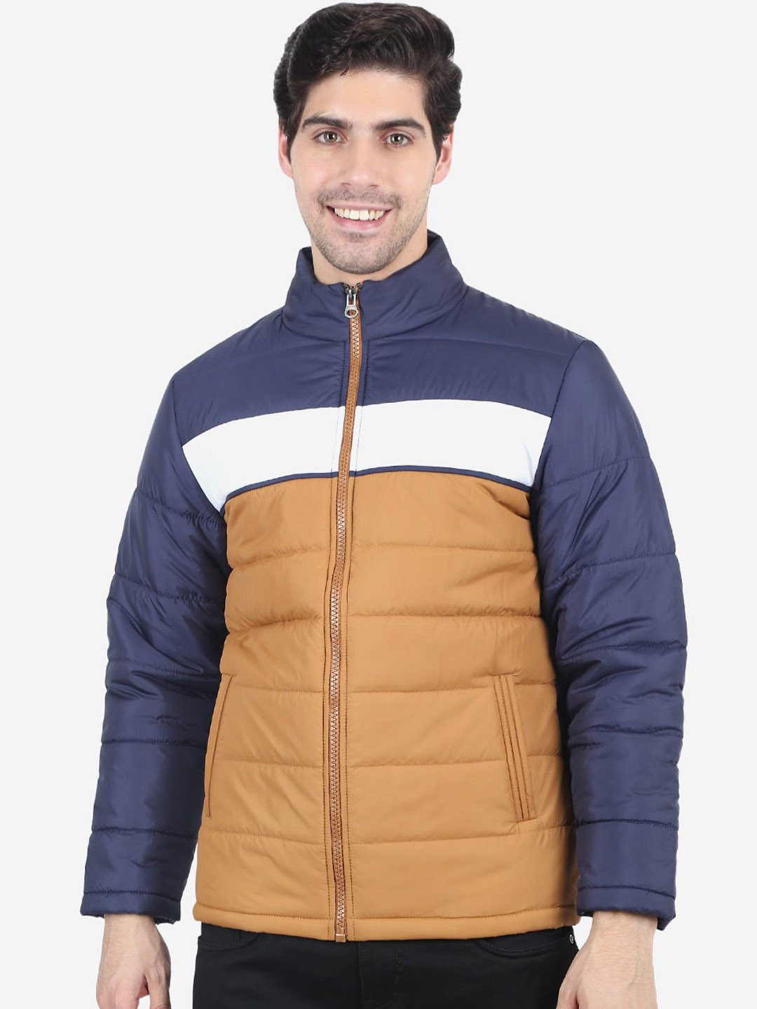 Xohy Men Mustard Navy Blue Colourblocked Lightweight Padded Jacket
Xohy Men Mustard Navy Blue Colourblocked Lightweight Padded Jacket