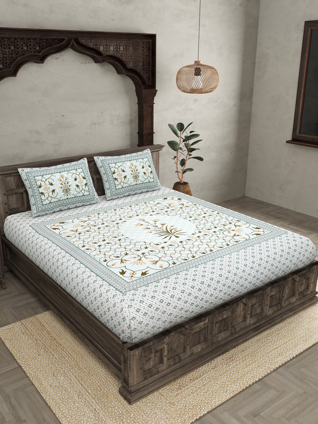JAIPUR FABRIC Sea Green & Brown Pure Cotton 180 TC Queen Bedsheet with 2 Pillow Covers
JAIPUR FABRIC Sea Green & Brown Pure Cotton 180 TC Queen Bedsheet with 2 Pillow Covers