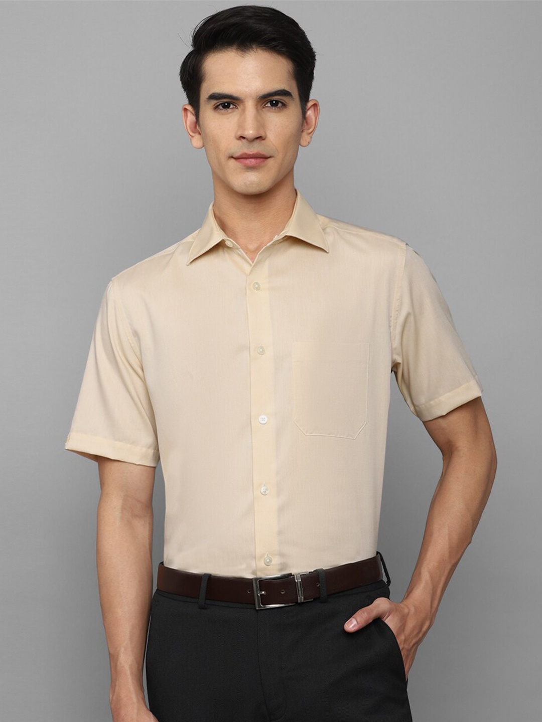 Louis Philippe Men Cream-Coloured Formal Shirt
