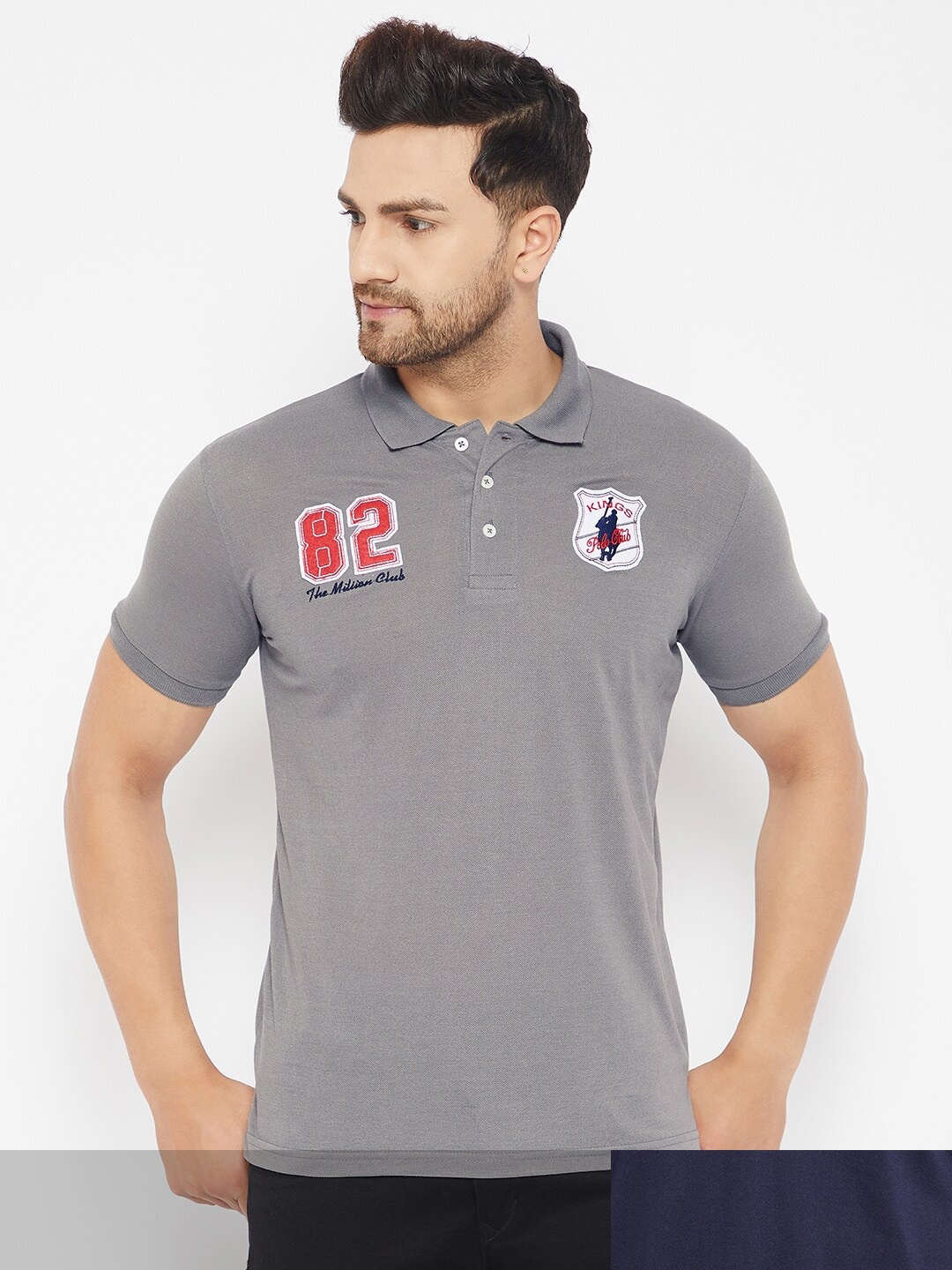 THE MILLION CLUB Men Grey & Navy Blue Typography Pack Of 2 Polo Collar Applique T-shirt
THE MILLION CLUB Men Grey & Navy Blue Typography Pack Of 2 Polo Collar Applique T-shirt