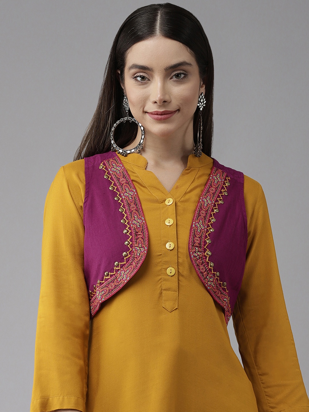 Aarika Women Purple Ethnic Crop Shrug