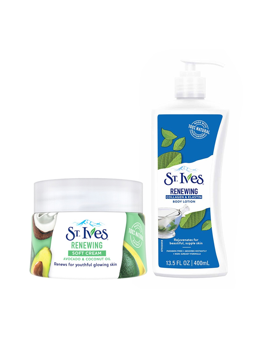 St. Ives Set of Renewing Collagen-Elastin Body Lotion 400 ml & Renewing Soft Cream 45 g, Green
St. Ives Set of Renewing Collagen-Elastin Body Lotion 400 ml & Renewing Soft Cream 45 g, Green