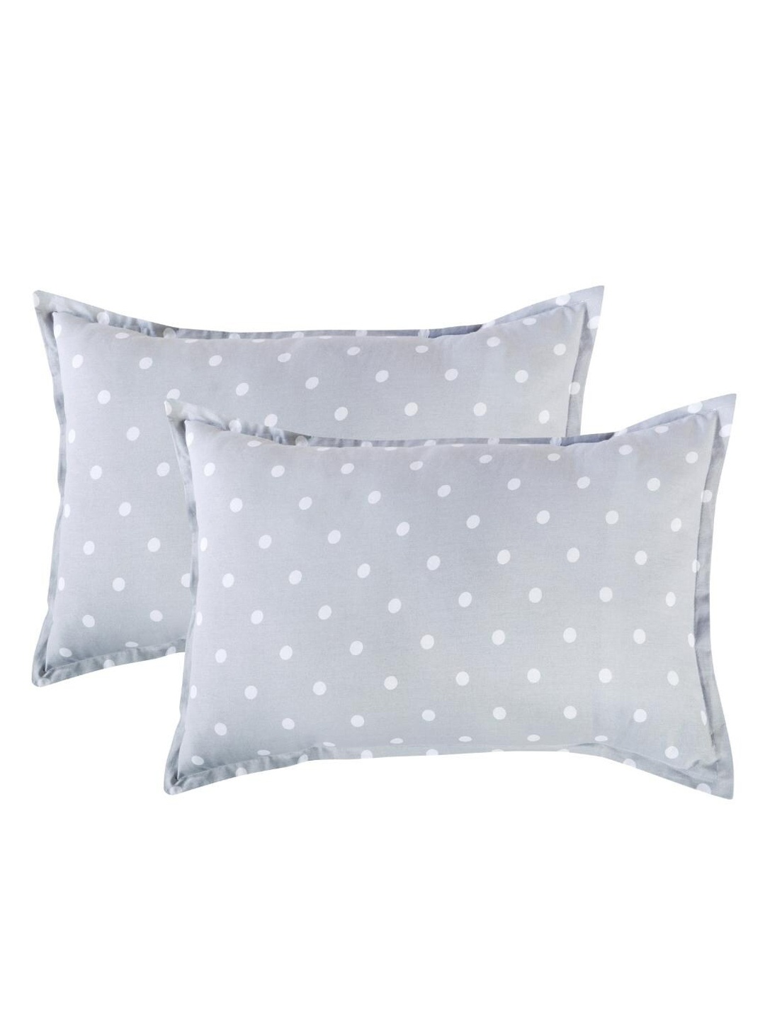 A Homes Grace Set Of 2 Grey Printed Cotton Pillow Covers