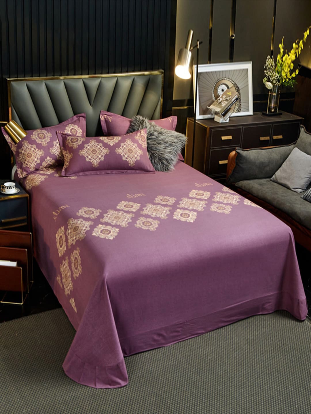 JC Collection Purple Ethnic Motifs 220 Cotton TC King Bedsheet with 2 Pillow Covers
JC Collection Purple Ethnic Motifs 220 Cotton TC King Bedsheet with 2 Pillow Covers