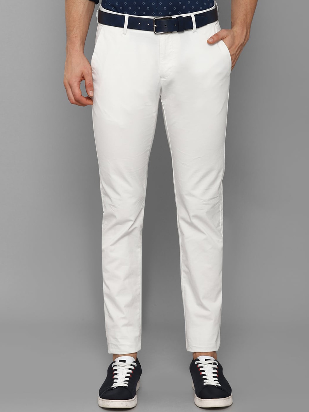 Allen Solly Men White Slim Fit Trousers