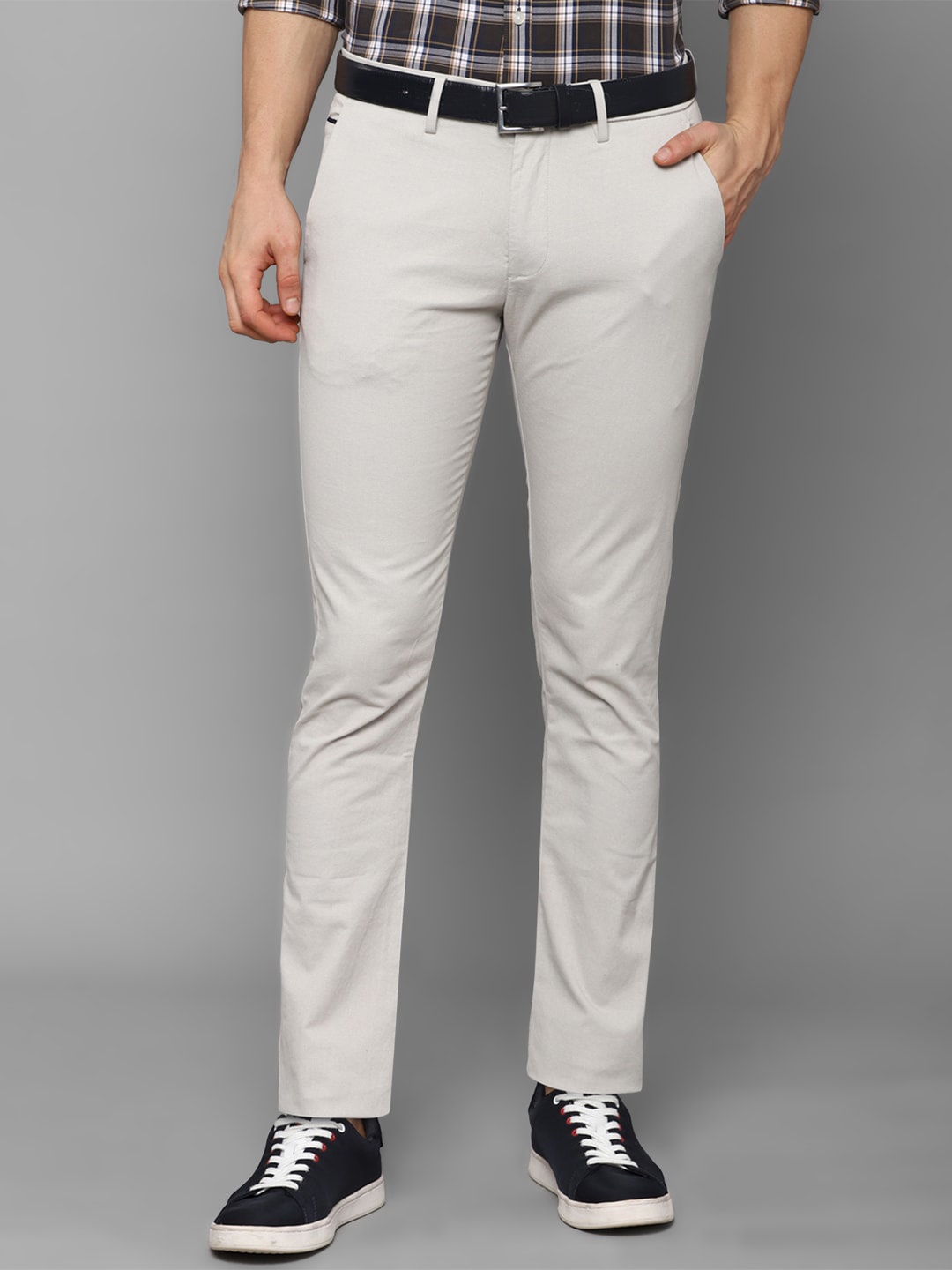 Allen Solly Men Cream-Coloured Slim Fit Trousers