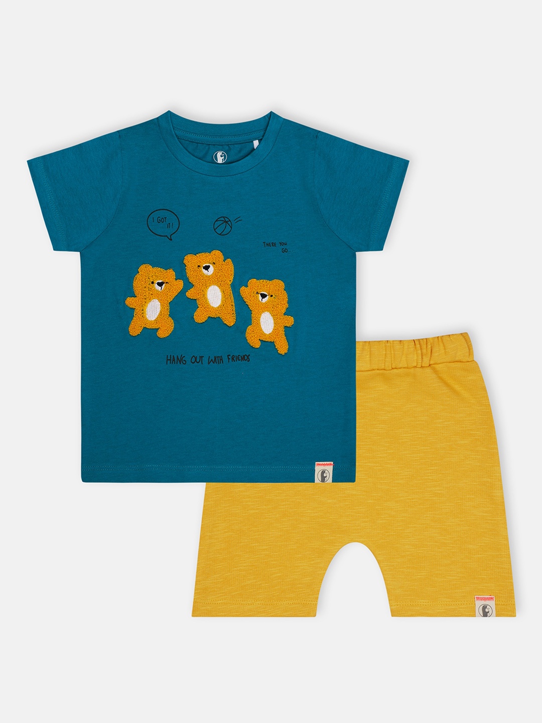 Babysafe Boys Printed Pure Cotton T-shirt with Shorts, Teal