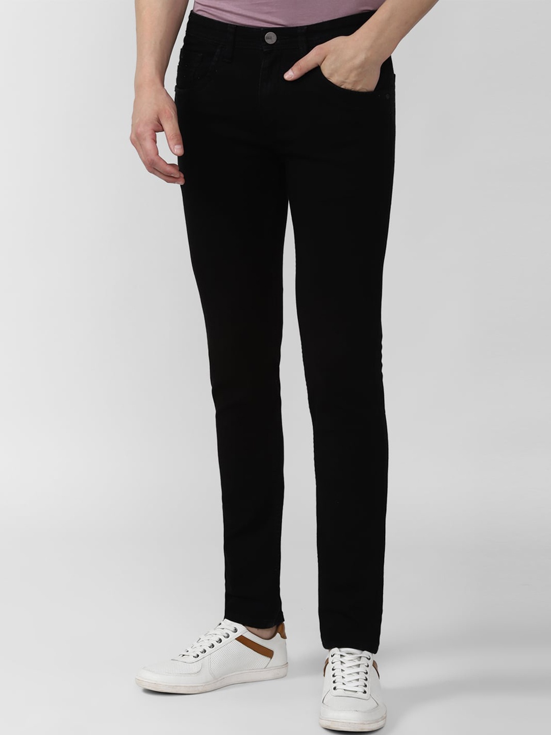 V Dot Men Skinny Fit Jeans, Black