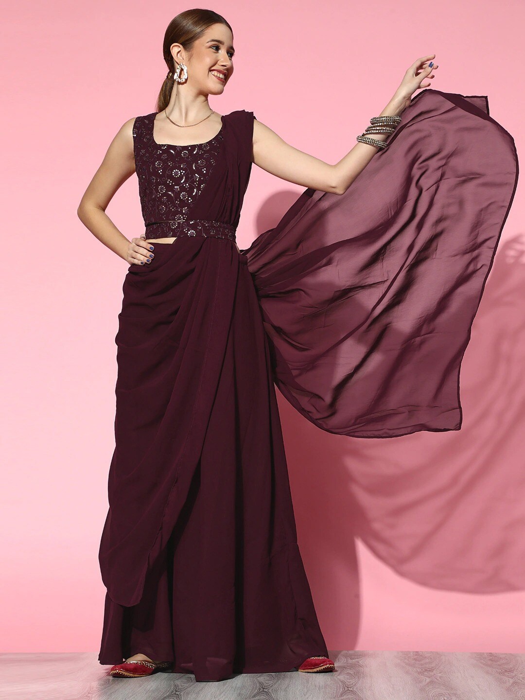 Ethnic Yard Maroon Embroidered Sequinned Semi-Stitched Lehenga & Unstitched Blouse With Dupatta
Ethnic Yard Maroon Embroidered Sequinned Semi-Stitched Lehenga & Unstitched Blouse With Dupatta