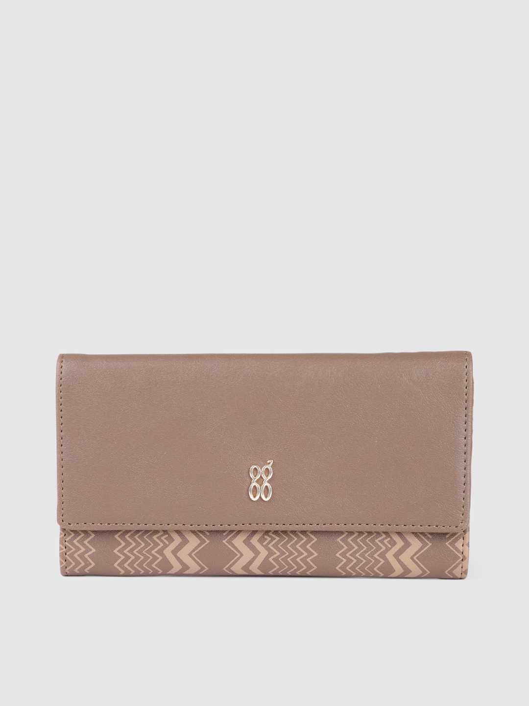 Baggit Women Brown Geometric Printed Three Fold Wallet