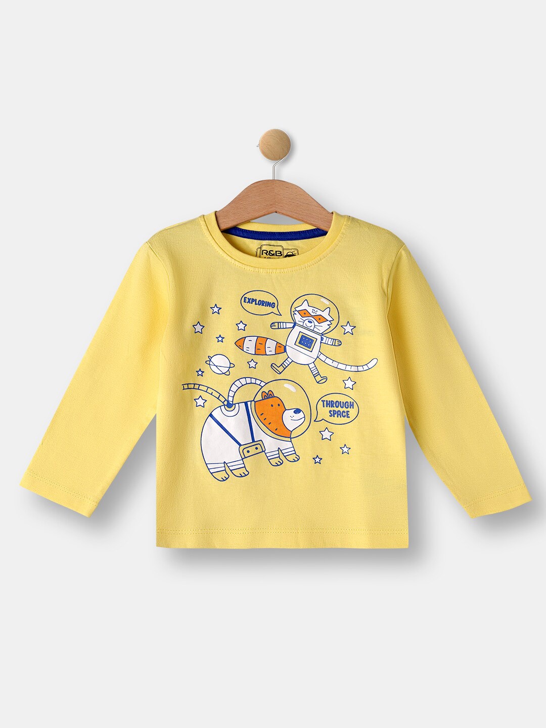 R&B Boys Yellow Printed T-shirt