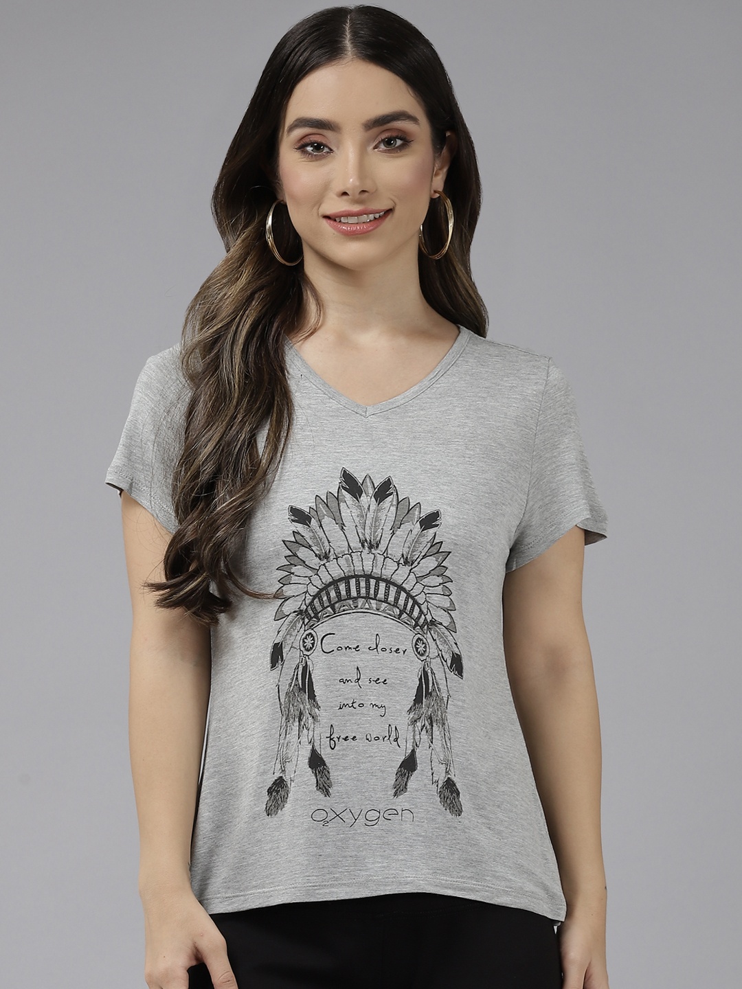 Aarika Grey Print Top